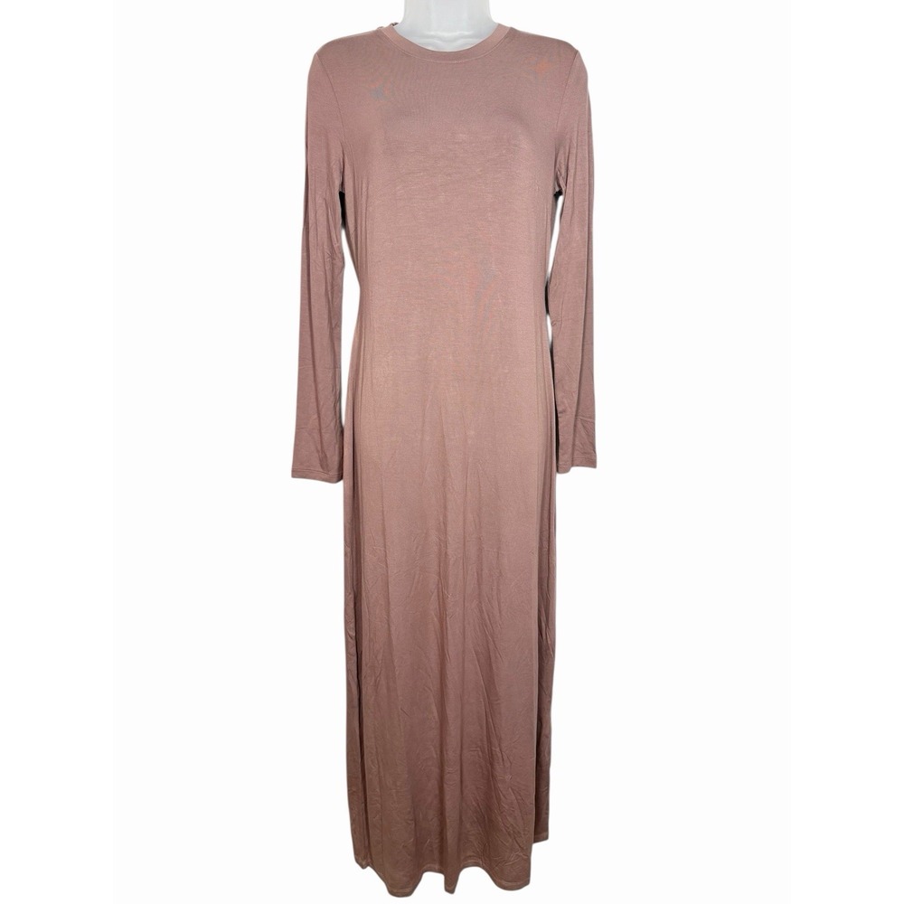 Veiled New York Essential Bamboo Jersey Maxi Dress Deep Taupe S 56" Tie Back - Picture 3 of 15